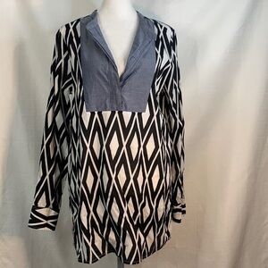J. Crew Black & White Split Collar Tunic